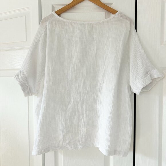 Joie White Cotton Gauze Short Sleeve Boxy Oversize Top Size Small Scoop Neck EUC - Picture 4 of 5